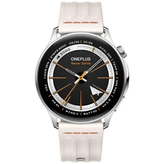 OnePlus Watch Lite Bluetooth GPS 45mm AMOLED Argent Taille Unique IP68 5ATM SpO2 Pulsomètre