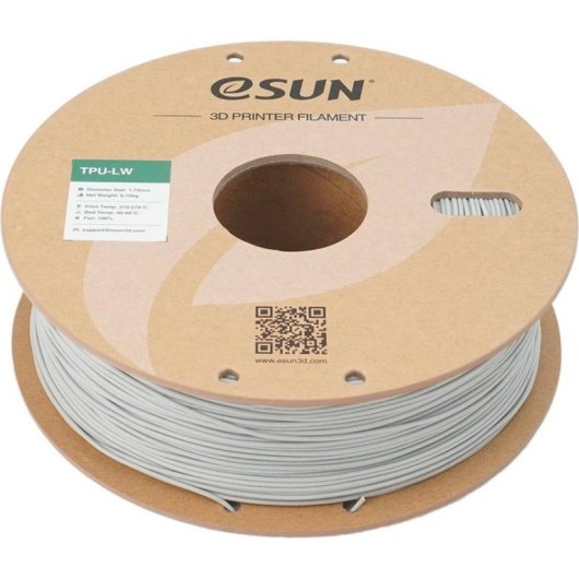 Filamento TPU Flexible eSUN TPU-LW Gris Plateado 1,75 mm Ligereza Ajustable