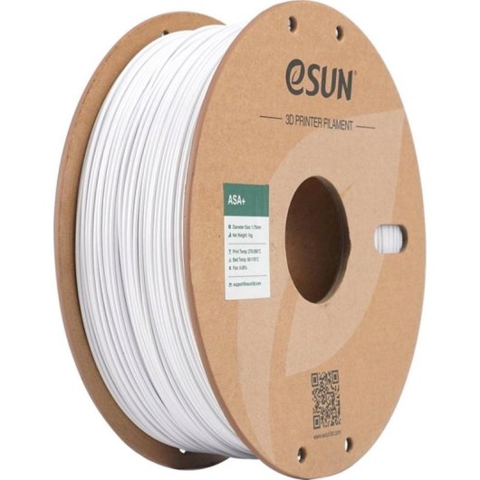 Filamento ASA eSUN ASA+ ASA+175C-W1P1 Branco 1,75 mm Exterior UV Resistência