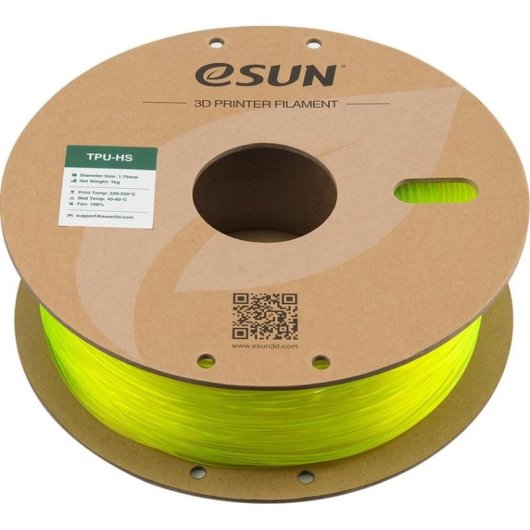 Filamento TPU-HS eSUN TPU-HS175F-Y1P1 Transparente Amarelo 1,75 mm Alta Velocidade