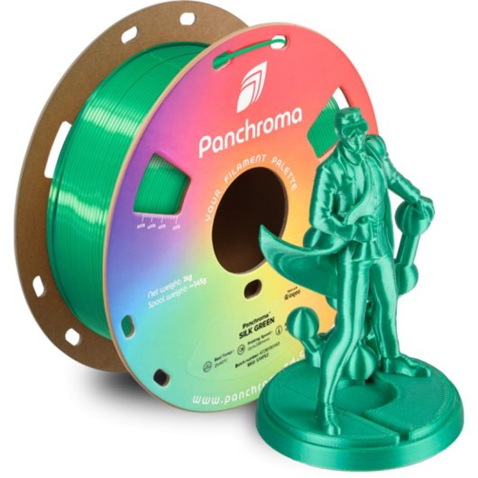 Filamento PLA Polymaker Panchroma Silk Verde 1,75 mm Acabado Sedoso Fácil Impresión