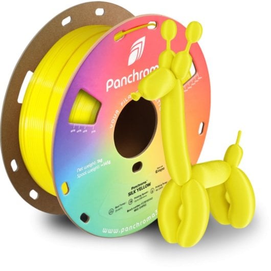 Filamento PLA Polymaker Panchroma Silk Amarillo 1,75 mm Brillo Sedoso Fácil Impresión
