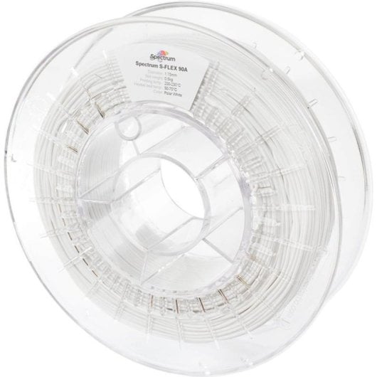 Filamento TPU Spectrum S-Flex 90A Bianco 1,75 mm Alta Resistenza Olio UV