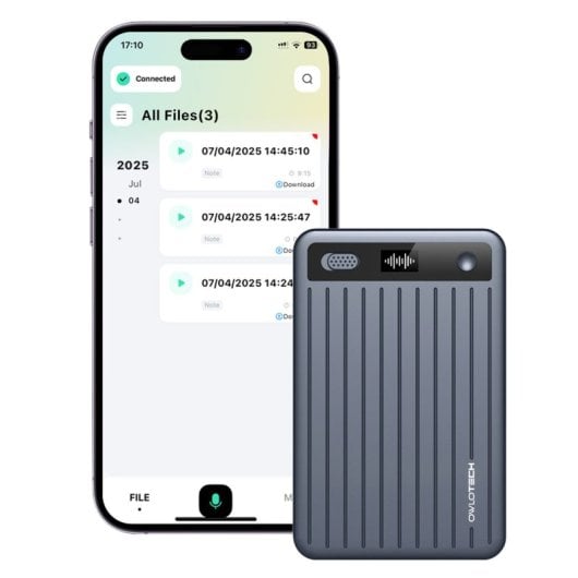 Owlotech Magnus AI Recorder 64 Go, résumé, transcription, traduction, génération de contenu et cartographie mentale - Gris foncé