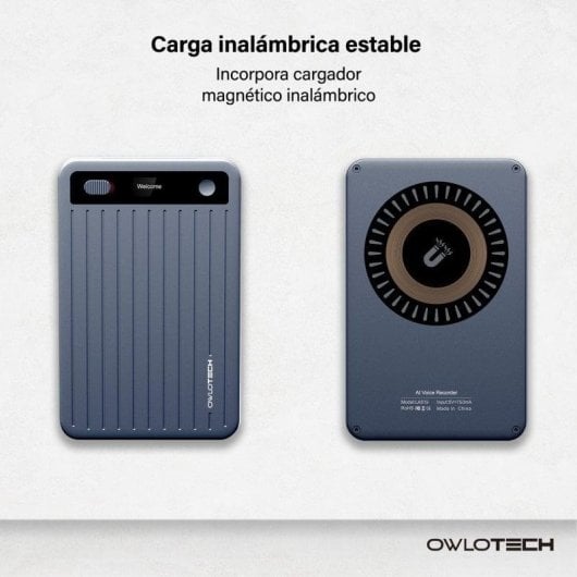 Enregistreur IA Owlotech Magnus 64GB Bluetooth App Transcription Résumés Gris Foncé