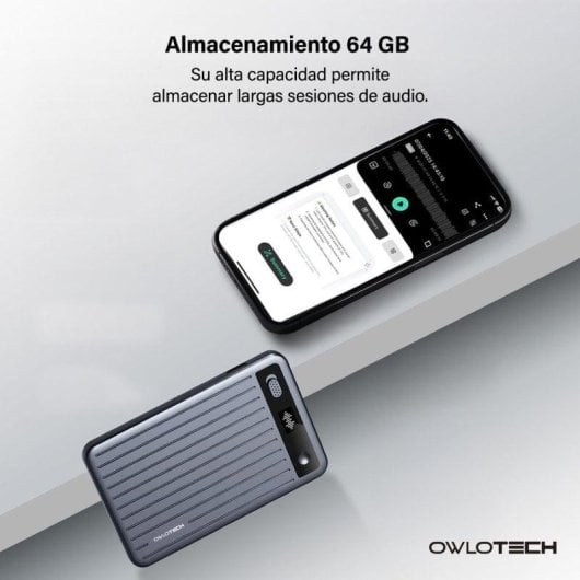 Enregistreur IA Owlotech Magnus 64GB Bluetooth App Transcription Résumés Gris Foncé