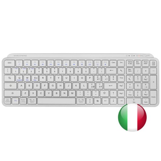 Mars Gaming Mk-silenkeys Teclado Inalámbrico Full-format Perfil Bajo Pc/mac Italiano Blanco