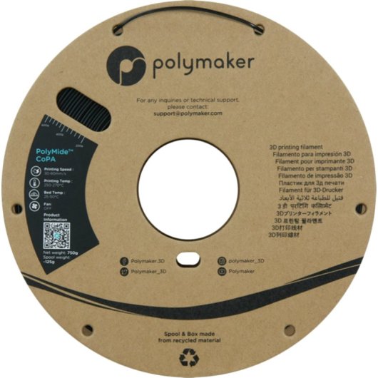 Filamento Nylon Polymaker CoPA PG05001 Negro 1,75 mm Alta Resistencia Calor