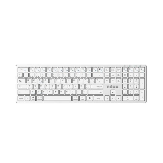 Teclado Nilox Pro Wireless de membrana Layout Español multifunción inalámbrico blanco