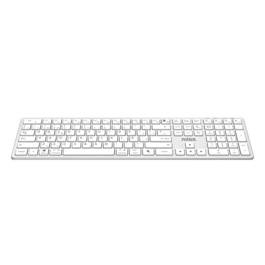 Teclado Nilox Pro Wireless de membrana Layout Español multifunción inalámbrico blanco