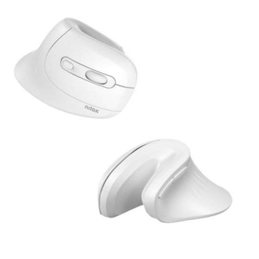 Ratón Nilox Vertical Inalámbrico 3200 DPI Blanco Ergonómico 6 Botones