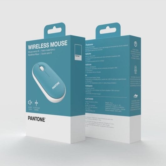 Ratón Pantone PT-MS001G1 inalámbrico USB 1200 DPI Azul Blanco silencioso