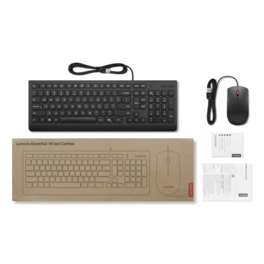 Teclado Lenovo Essential Wired Combo membrana layout español con ratón y tecla Copilot
