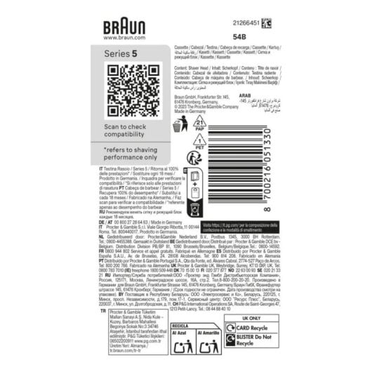 Cabeça de Barbear Braun Series 5 54 B Preto Inoxidável 1 Unidade