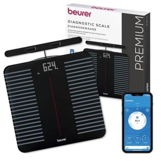 Balança Bioimpedancia Beurer Análise Corporal WiFi Bluetooth Até 180kg 8 Utilizadores Ecrã LED