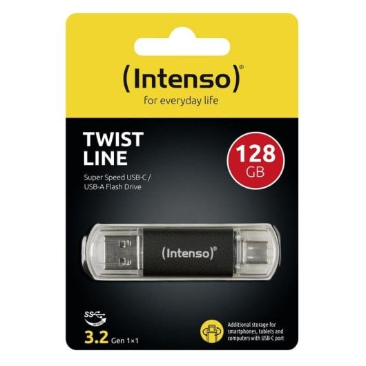 Pen USB Intenso Twist Line 128GB USB-A USB-C 70MB/s Antracite