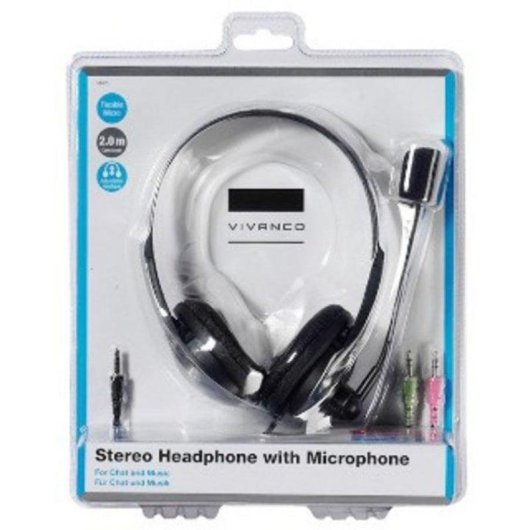 Auriculares Vivanco 36671 con cable Jack 3,5 mm para oficina y teletrabajo negros