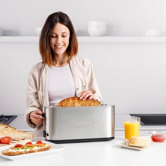 Broodrooster Taurus Mytoast Legend 1 extra brede lange sleuf 2 sneetjes 1000 W 7 bruiningsstanden roestvrij staal