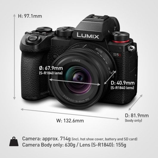 Câmara Mirrorless Panasonic Lumix S5 24.2MP 6000x4000mm Full-Frame 18-40mm WiFi Bluetooth