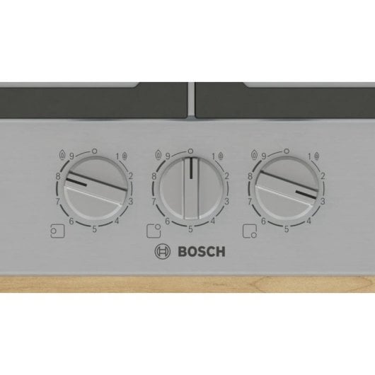 Plaque de cuisson Bosch PCC6A5I90 inox 3 feux gaz FlameSelect Wok 60cm