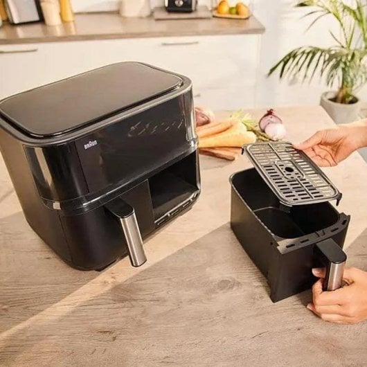 Heißluftfritteuse Braun TD 3030I BK 8L 2850W Doppelschublade Sync Timer