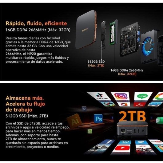 Mini PC Blackview MP20 AMD Ryzen 3 3300U 16GB 512GB SSD Vega 6 Windows 11 Pro WiFi5