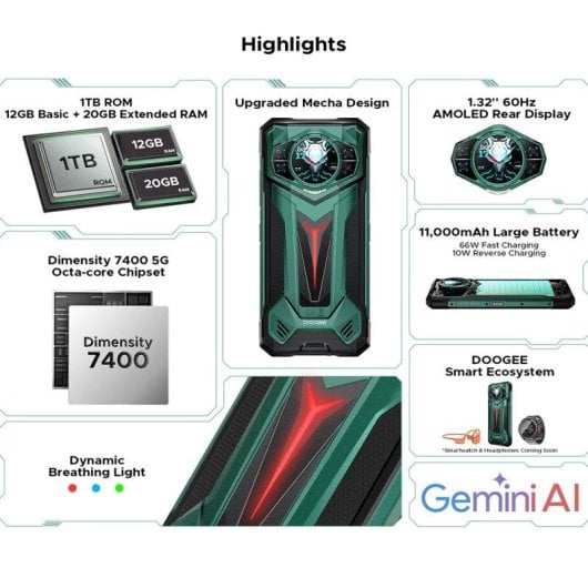 Doogee S200 Ultra 48GB 1TB 6.72" 120Hz FHD+ 5G Dual SIM NFC Cámara 100MP Android 15 Naranja