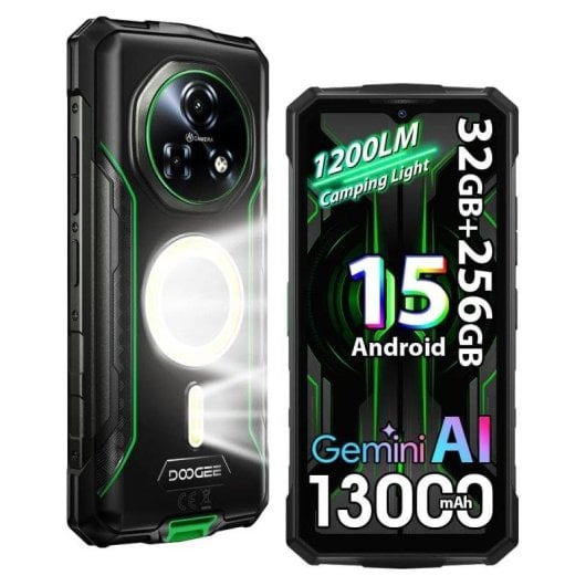 Doogee Fire 5 Ultra 32GB 256GB 6.56" 90Hz 4G Dual SIM NFC Bateria 13000mAh Android 15 Verde