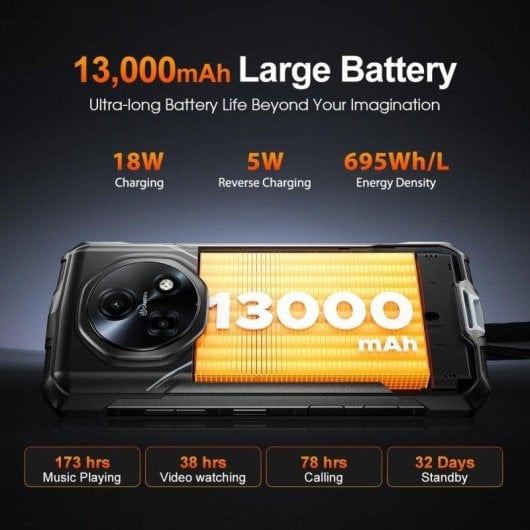 Doogee Fire 5 Ultra 32GB 256GB 6.56" 90Hz 4G Dual SIM NFC Bateria 13000mAh Android 15 Verde