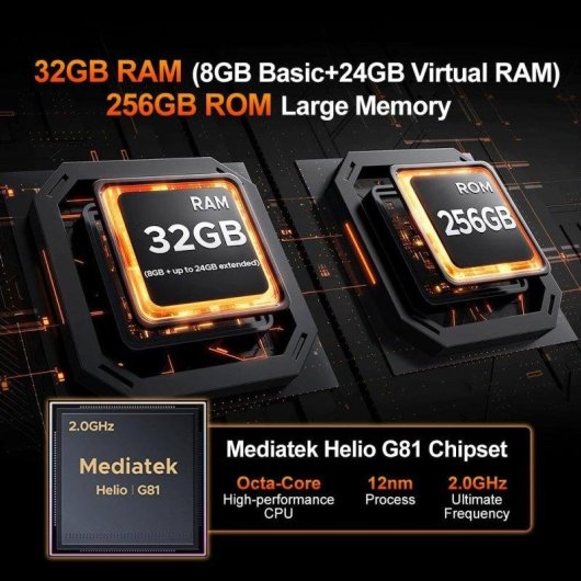 Doogee Fire 5 Ultra 32GB 256GB 6.56" 90Hz 4G Dual SIM NFC Bateria 13000mAh Android 15 Verde