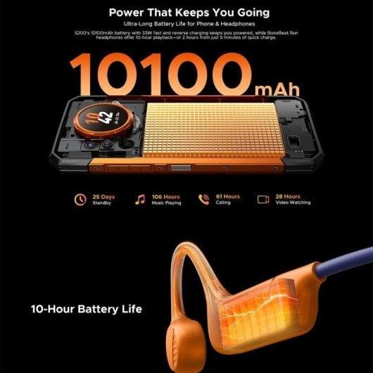 Doogee S200 Vip 12GB 256GB 6.72" FHD+ 120Hz 5G Dual SIM Bateria 10100mAh NFC Android 16 Preto