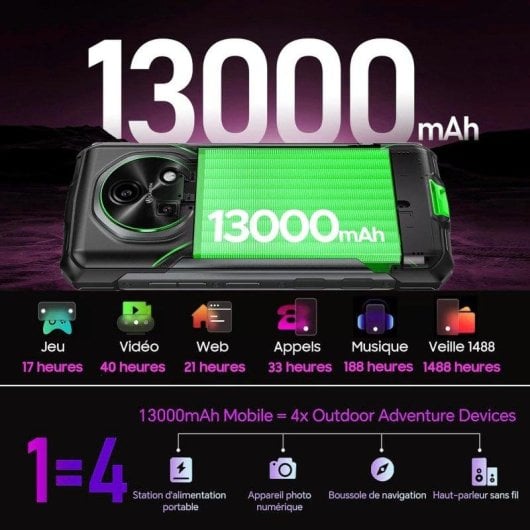 Doogee Fire 7 Pro 32GB 256GB 6.56" 90Hz 5G Dual SIM Batería 13000mAh Carga 33W Android 15 Naranja