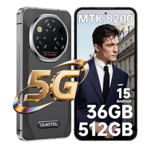 Oukitel WP210 36GB 512GB 6.7" 120Hz FHD+ 5G Dual SIM Batería 8800mAh Android 15 Negro