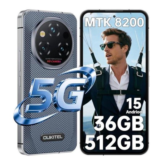 Oukitel WP210 36GB 512GB 6.7" 120Hz FHD+ 5G Dual SIM Batería 8800mAh Carga Rápida Android 15 Gris