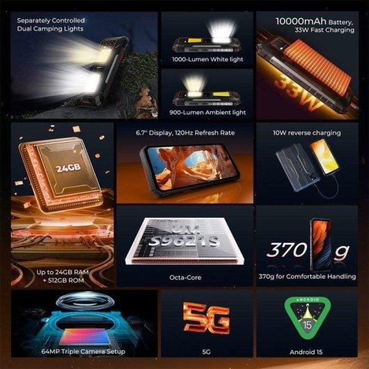 Oukitel WP58 Pro 5G 8GB 512GB 6.7" Naranja