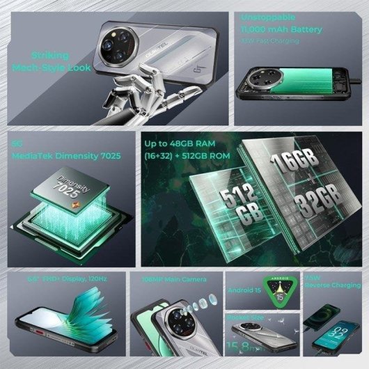 Oukitel WP62 5G 12GB 512GB 6.6" Argent