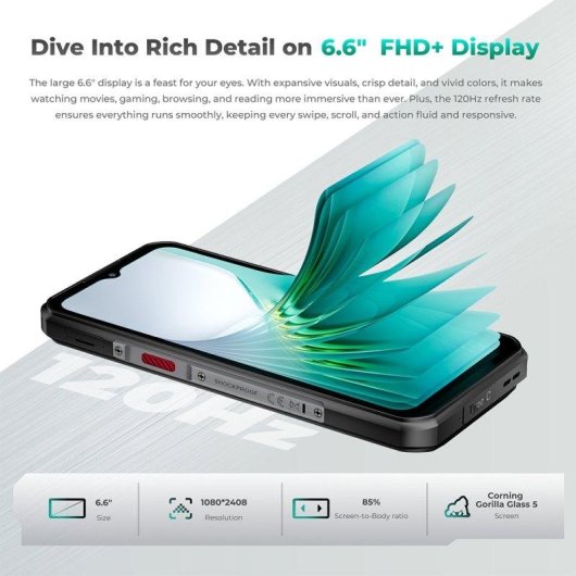 Oukitel WP62 36GB 512GB 6.6" 120Hz 5G Dual SIM Bateria 11000mAh NFC Android 15 Prata