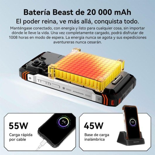 Blackview Xplore 1 Pro 48GB 512GB 6.78" FHD+ 120Hz 5G Dual SIM Batería 20000mAh Android 15 Negro