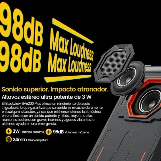 Blackview BV6200 Plus 8GB 128GB 6.56" HD+ 4G Dual SIM Batería 11000mAh 18W NFC Android 15 Negro