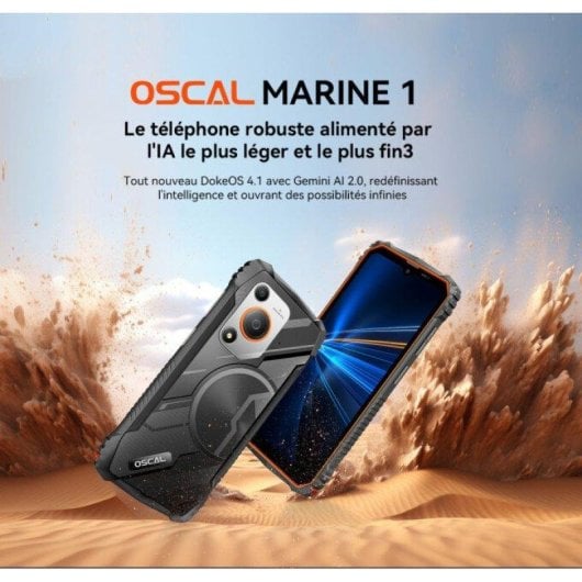 OSCAL Marine 1 4 Go 128 Go 6,56" IPS 90Hz 4G Dual SIM NFC Batterie 5100mAh Android 15 Orange