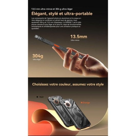 OSCAL Marine 1 4 Go 128 Go 6,56" IPS 90Hz 4G Dual SIM NFC Batterie 5100mAh Android 15 Orange