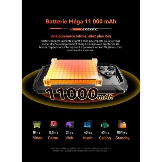 OSCAL Marine 2 4GB 64GB 6.56" IPS 90Hz 4G Dual SIM NFC Batteria 11000mAh Android 15 Nero