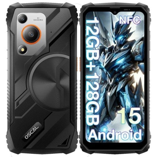 OSCAL Marine 1 4 Go 128 Go 6,56" IPS 90Hz 4G Double SIM NFC Batterie 5100mAh Android 15 Noir