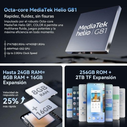 Blackview Color 6 8GB 256GB 6.67" IPS 90Hz 4G Dual SIM Cámara 50MP 5000mAh Android 15 Azul