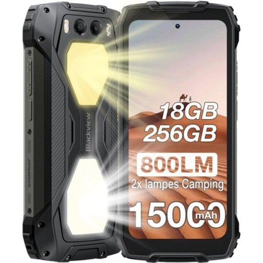 Blackview BV7300 6 Go 256 Go 6,67" HD+ 4G Double SIM Batterie 15000mAh NFC Android 14 Noir