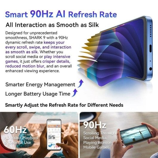 Blackview Shark 9 8GB 256GB 6.67" HD+ 90Hz 5G Dual SIM Batería 5000mAh NFC Android 14 Azul