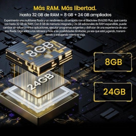 Blackview BV6200 Plus 8GB 128GB 6.56" HD+ 4G Dual SIM NFC 11000mAh Android 15 Naranja