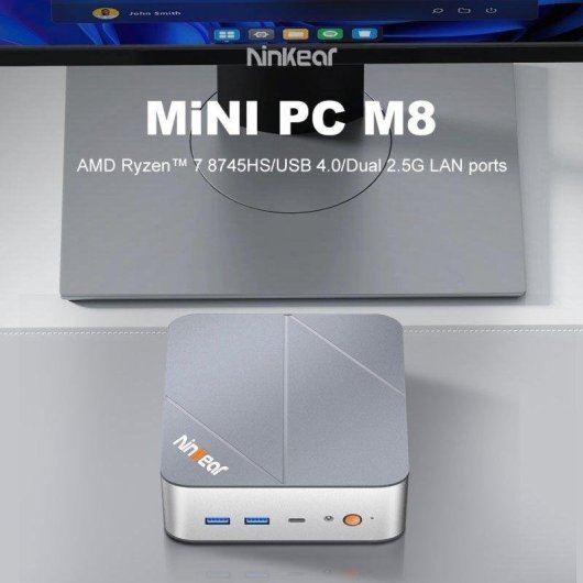 Mini PC Ninkear M8 AMD Ryzen 7 8745HS 16GB 1TB SSD Radeon 780M Windows 11 Pro Wi-Fi 6