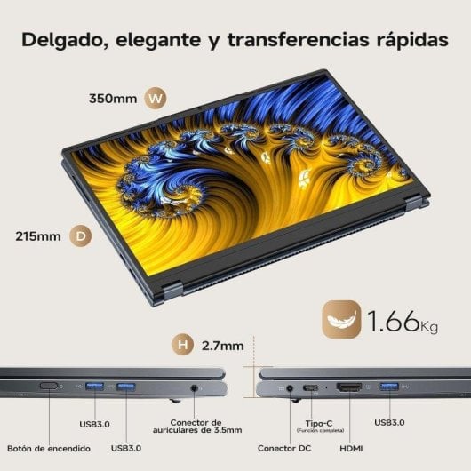 Portátil Vanwin Uccul 15.6" AMD Ryzen 5 7430U 16GB 512GB SSD Radeon RX Vega 7 Windows 11 Pro