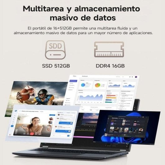 Portátil Vanwin UL1561 15,6" AMD Ryzen 5 7430U 16GB 512GB SSD Radeon RX Vega 7 Windows 11 Pro